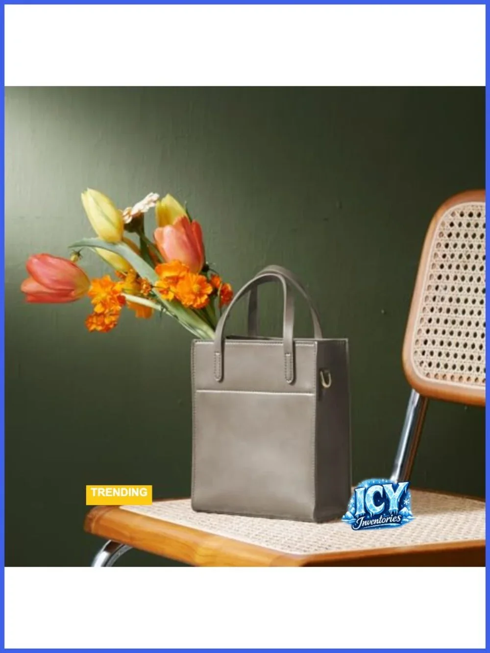 Vegan Leather Mini Tote Bag Satchel Crossbody Adjustable Strap